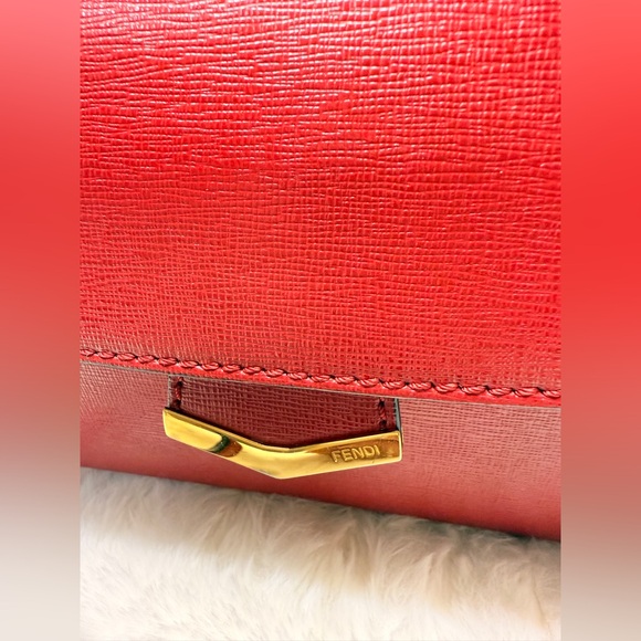 FENDI Demi Jour Red Leather Top Handle Bag - Picture 9 of 16